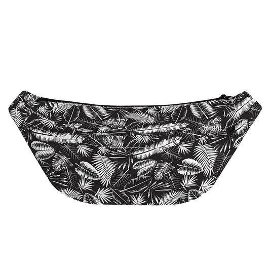 Black And White Tropical Palm Leaf Print Fanny Pack