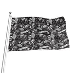 Black And White Tropical Palm Leaf Print Flag