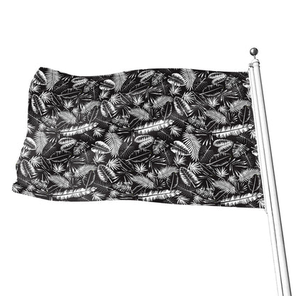 Black And White Tropical Palm Leaf Print Flag