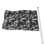 Black And White Tropical Palm Leaf Print Flag