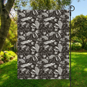 Black And White Tropical Palm Leaf Print Garden Flag