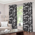 Black And White Tropical Palm Leaf Print Grommet Curtains
