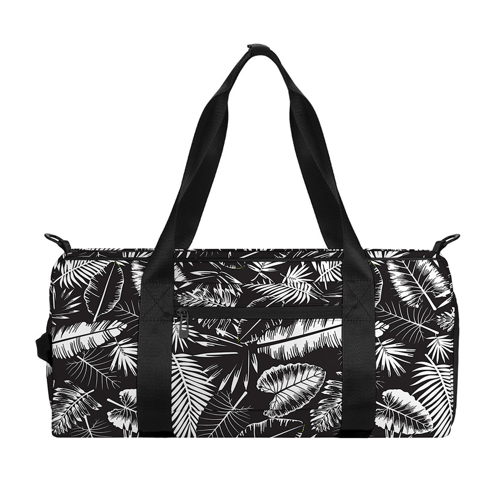 Black And White Tropical Palm Leaf Print Gym Bag