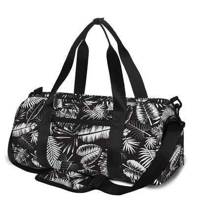 Black And White Tropical Palm Leaf Print Gym Bag