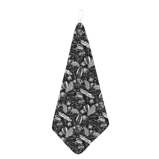 Black And White Tropical Palm Leaf Print Hand Towel
