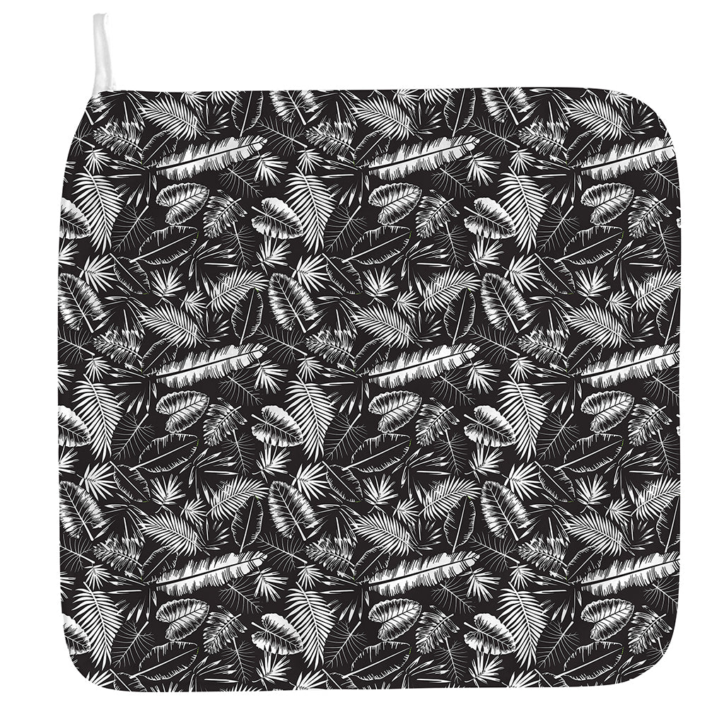 Black And White Tropical Palm Leaf Print Hand Towel