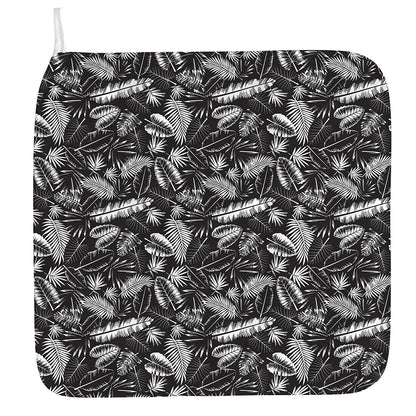 Black And White Tropical Palm Leaf Print Hand Towel