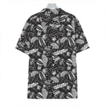 Black And White Tropical Palm Leaf Print Hawaiian Shirt