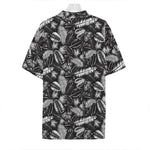 Black And White Tropical Palm Leaf Print Hawaiian Shirt