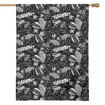 Black And White Tropical Palm Leaf Print House Flag