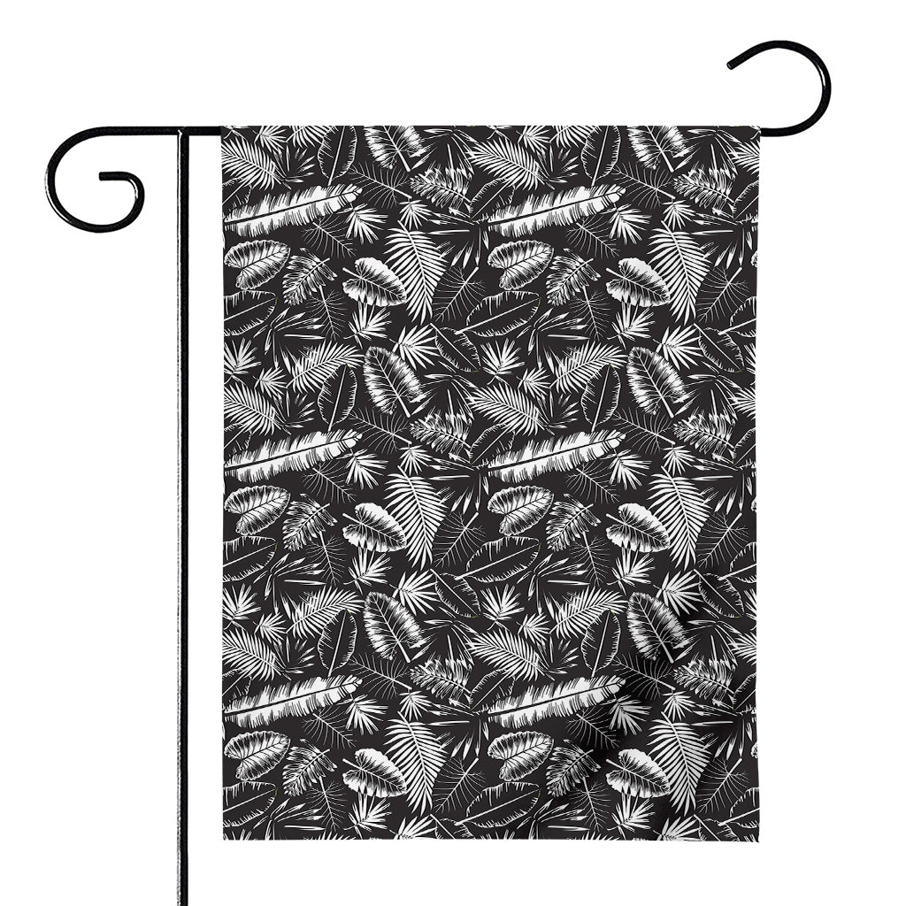 Black And White Tropical Palm Leaf Print House Flag