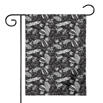 Black And White Tropical Palm Leaf Print House Flag