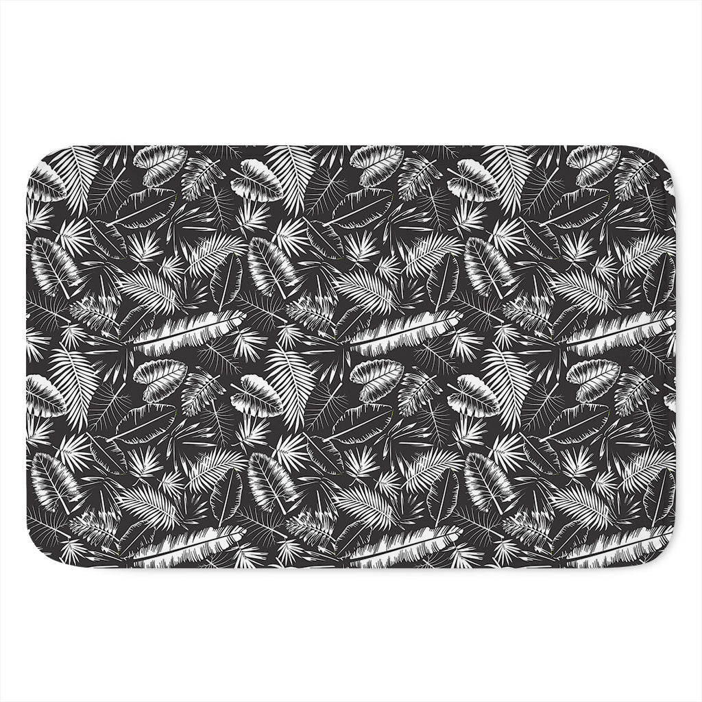 Black And White Tropical Palm Leaf Print Indoor Door Mat