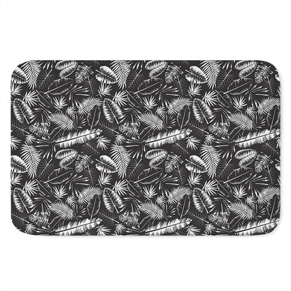 Black And White Tropical Palm Leaf Print Indoor Door Mat