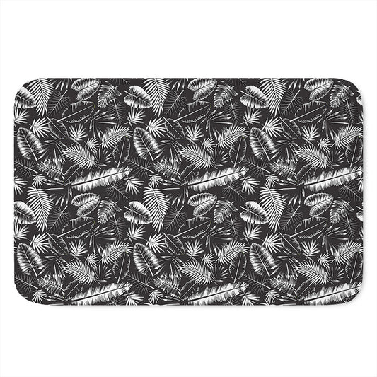 Black And White Tropical Palm Leaf Print Indoor Door Mat