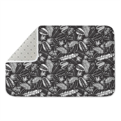 Black And White Tropical Palm Leaf Print Indoor Door Mat