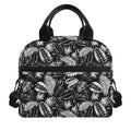 Black And White Tropical Palm Leaf Print Insulated Lunch Bag