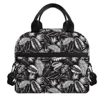 Black And White Tropical Palm Leaf Print Insulated Lunch Bag