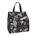 Black And White Tropical Palm Leaf Print Insulated Lunch Tote