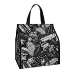 Black And White Tropical Palm Leaf Print Insulated Lunch Tote
