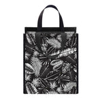 Black And White Tropical Palm Leaf Print Insulated Lunch Tote