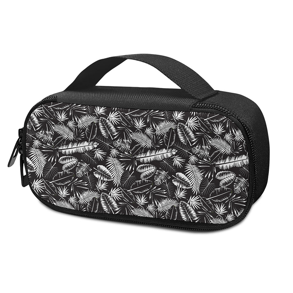Black And White Tropical Palm Leaf Print Insulin Cooler Travel Case