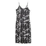 Black And White Tropical Palm Leaf Print Jersey Midi Cami Dress