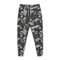 Black And White Tropical Palm Leaf Print Jogger Pants