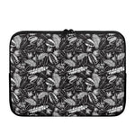 Black And White Tropical Palm Leaf Print Laptop Sleeve