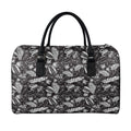 Black And White Tropical Palm Leaf Print Leather Duffel Bag