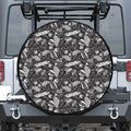 Black And White Tropical Palm Leaf Print Leather Spare Tire Cover