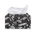 Black And White Tropical Palm Leaf Print Leather Tissue Box Cover