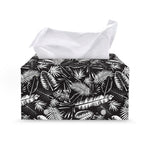 Black And White Tropical Palm Leaf Print Leather Tissue Box Cover