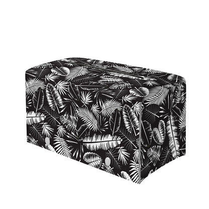 Black And White Tropical Palm Leaf Print Leather Tissue Box Cover