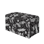 Black And White Tropical Palm Leaf Print Leather Tissue Box Cover