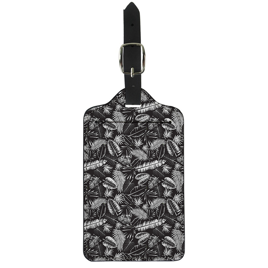 Black And White Tropical Palm Leaf Print Luggage Tag