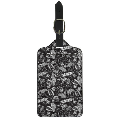 Black And White Tropical Palm Leaf Print Luggage Tag