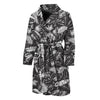 Black And White Tropical Palm Leaf Print Men's Bathrobe