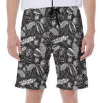 Black And White Tropical Palm Leaf Print Men's Beach Shorts