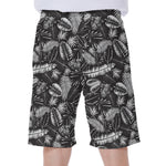 Black And White Tropical Palm Leaf Print Men's Beach Shorts