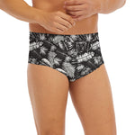 Black And White Tropical Palm Leaf Print Men's Briefs