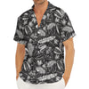 Black And White Tropical Palm Leaf Print Men's Deep V-Neck Shirt