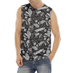Black And White Tropical Palm Leaf Print Men's Fitness Tank Top