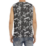 Black And White Tropical Palm Leaf Print Men's Fitness Tank Top
