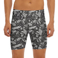 Black And White Tropical Palm Leaf Print Men's Long Boxer Briefs