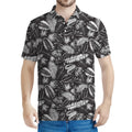 Black And White Tropical Palm Leaf Print Men's Polo Shirt