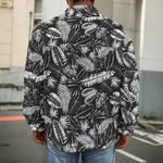 Black And White Tropical Palm Leaf Print Men's Shirt Jacket