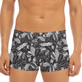 Black And White Tropical Palm Leaf Print Men's Short Boxer Briefs