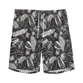 Black And White Tropical Palm Leaf Print Men's Athletic Shorts