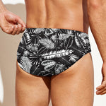 Black And White Tropical Palm Leaf Print Men's Swim Briefs